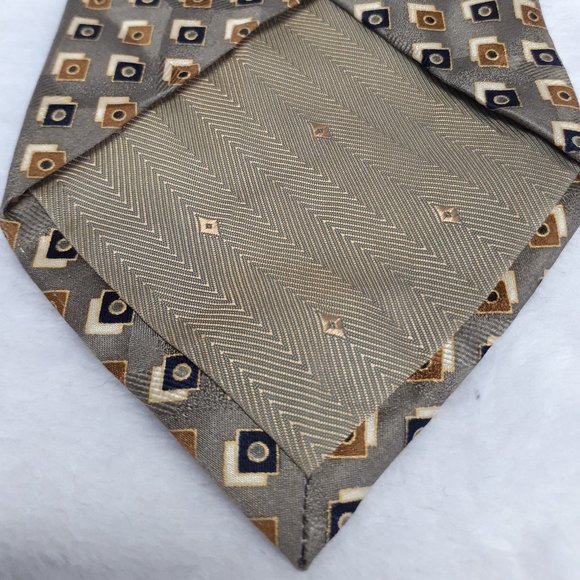Bergamo New York Men's Tie Geometric Silk 61 Inch - Picture 6 of 6